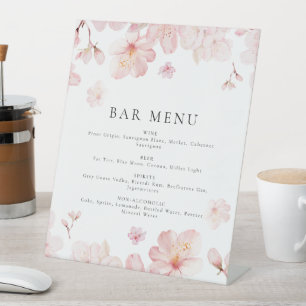 Menu Roze Cherry Blossom Flowers Reclamebord Met Voetstuk