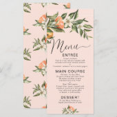 Menu Roze clementine Little Cutie Baby shower (Voorkant / Achterkant)