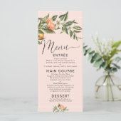 Menu Roze clementine Little Cutie Baby shower (Staand voorkant)