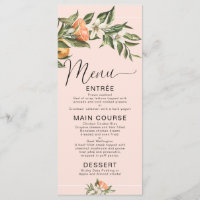 Menu Roze clementine Little Cutie Baby shower