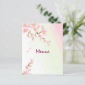 Menu Roze en Cream Magnolia Blossom Wedding (Staand voorkant)