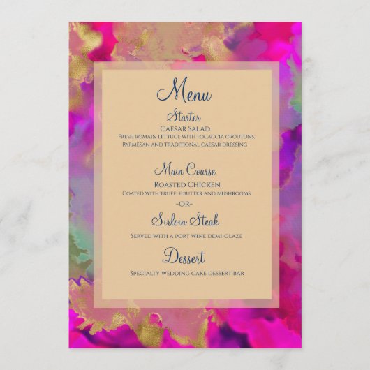Menu Roze, paarse glitter (Voorkant)