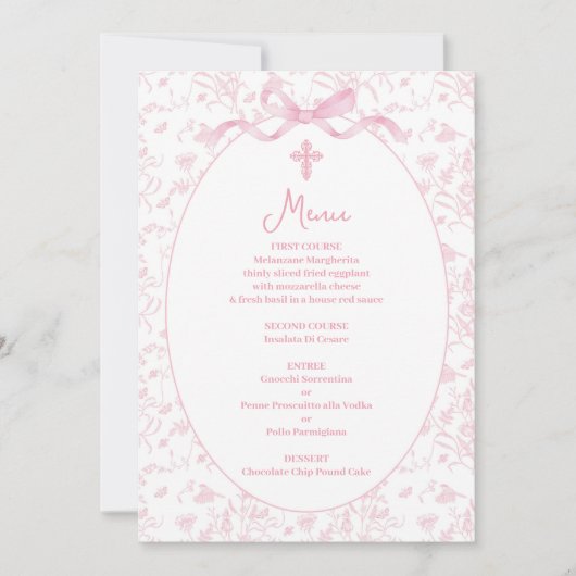 Menu roze toile kaart (Voorkant)