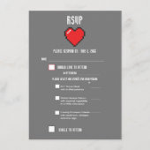 Menu RSVP 8 bits pour Mariage Geek Gamer (Devant)