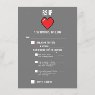 Menu RSVP 8 bits pour Mariage Geek Gamer