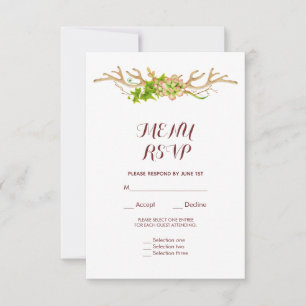 Menu RSVP Bois de Cerf & Fleurs Sauvages Élégant