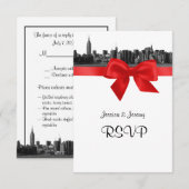 Menu RSVP NYC Skyline large en BW Rouge (Devant / Derrière)