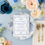 Menu Ruban à main et Mariage bleu français<br><div class="desc">Ribbon et Mariage bleu français avec police manuscrite.</div>