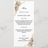 Menu Ruban de fleurs jaune doré pour dîner de mariage (Devant)