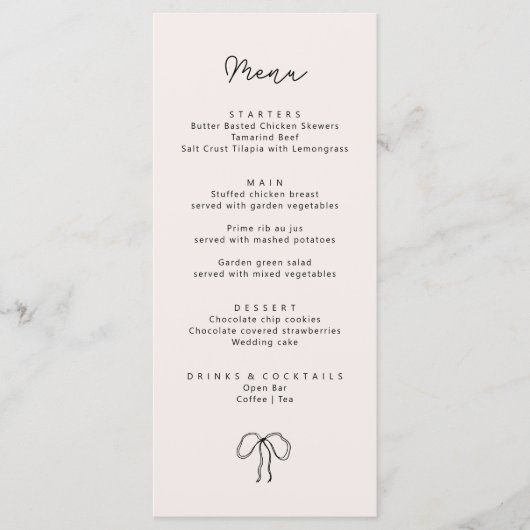 Menu Ruban dessiné à la main (Devant)