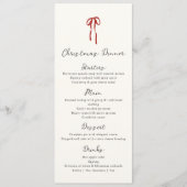 Menu Ruban rouge, dessin à la main Dîner de Noël (Devant)