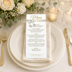Menu Rubans dorés élégants et étincelles de fête de mar