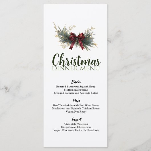 Menu Rubans rouges À feuillage persistant luxuriants No (Devant)