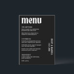 Menu Ruby Black Mariage moderne<br><div class="desc">Menu mariage moderne avec un design simple et minimal avec une typographie audacieuse en blanc sur un arrière - plan noir. Les couleurs peuvent être modifiées en n'importe quelle couleur que vous choisissez dans l'outil d'édition de conception. Cette carte mariage contemporaine est idéale pour un mariage à thème gothique ou...</div>