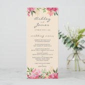 Menu Ruby Pink Peony Floral Mariage d'ivoire (Debout devant)