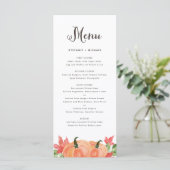 Menu Russe Aquarelle Citrouille orange Mariage de autom (Debout devant)