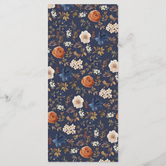 Menu Russe Boho Navy rouille Mariage campagnard françai (Dos)