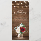 Menu Russe Bourgogne Floral Mason Jar Mariage (Dos)