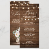 Menu Russe Bourgogne Floral Mason Jar Mariage (Devant / Derrière)