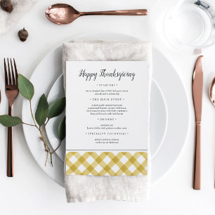 Menu Russe Buffalo Plaid Thanksgiving Dîner