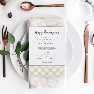 Menu Russe Buffalo Plaid Thanksgiving Dîner