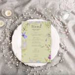 Menu Russe Lavande et Fleur sauvage Sage Mariage Sage<br><div class="desc">Présentant notre délicieux menu rustique mariage, conçu pour capturer l'essence de votre journée spéciale avec son design enchanteur. Imaginez un cadre vert sage, donnant un ton serein et romantique à votre célébration. Le design est orné d'un cadre délicat de fleurs sauvages éthérés dans les tons violets, lavande, crème et vert...</div>