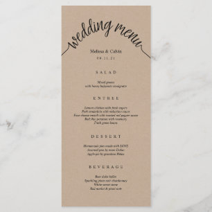 Menu Russe Mariage Carte Kraft Brown