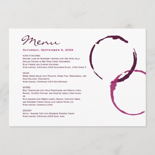 Menu Russe Moderne Bourgogne Vin Cercles Mariage (Devant)