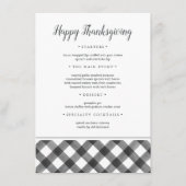 Menu Russe Noir & Blanc Plaid Thanksgiving Dîner (Devant)