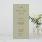 Menu Russe Sage Vert & Bourgogne Rouge Floral Automne (Debout devant)