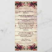 Menu Russe Woodland Rose Bourgogne Mariage campagnard (Dos)