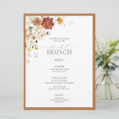 Menu Rust Orange Aquarelle Botanique Bridal Brunch (Debout devant)