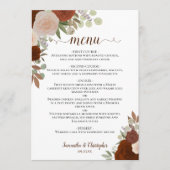 Menu Rust Orange Automne Floral Élégant Mariage Boho (Devant)