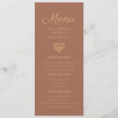 Menu Rust Orange Brûlé Réception de Mariage Oiseaux Amo (Devant)