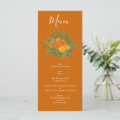 Menu Rust Orange Mariage Vintage Floral (Debout devant)