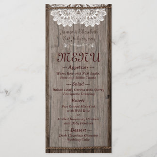 Menu Rustic Barn Mariage