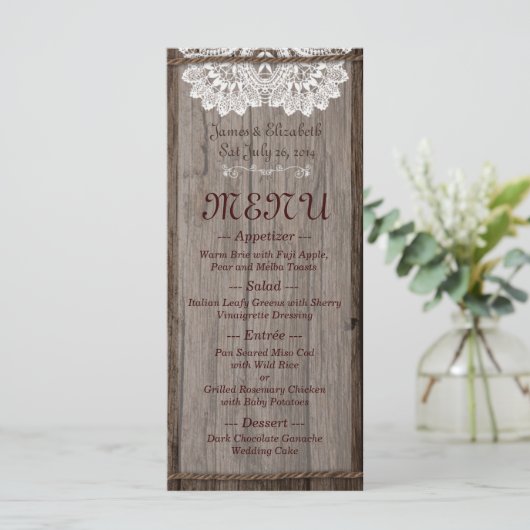 Menu Rustic Barn Mariage (Debout devant)