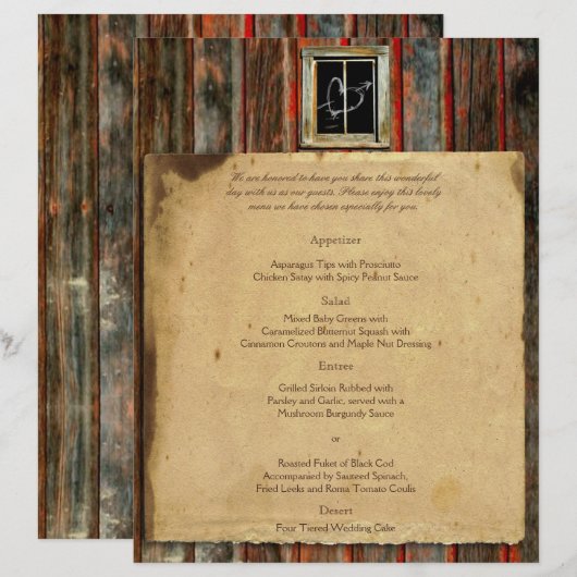 Menu Rustic Barn Wood Wedding (Voorkant / Achterkant)