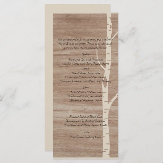 Menu Rustic Birch Trees and Deer Mariage (Devant / Derrière)