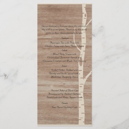 Menu Rustic Birch Trees and Deer Mariage (Devant)