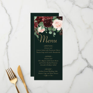 Menu Rustic Bloom Florale Terracotta et Marsala Rouge