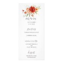 Menu Rustic Boho Floral Wedding