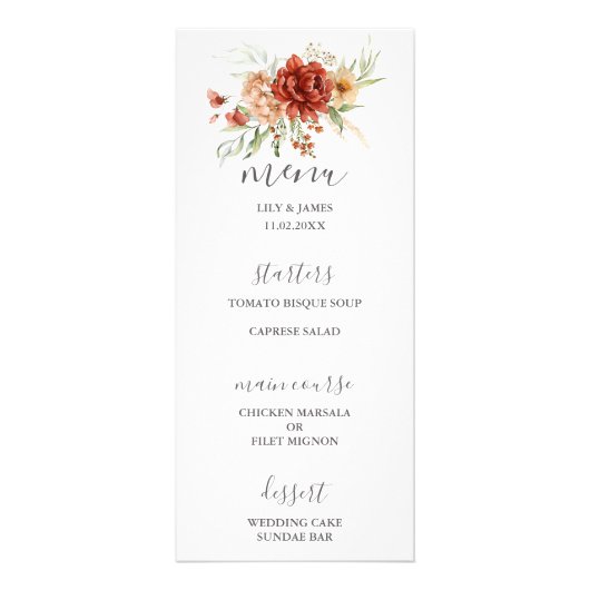 Menu Rustic Boho Floral Wedding (Voorkant)