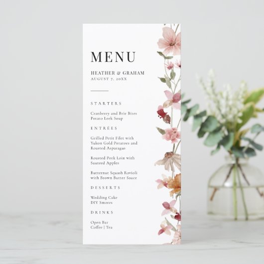 Menu Rustic Boho Wedding (Staand voorkant)