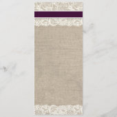 Menu Rustic Burlap & Lace Plum Wedding (Achterkant)