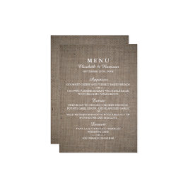 Menu Rustic Burlap Wedding