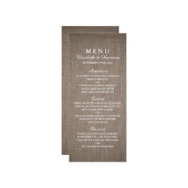 Menu Rustic Burlap Wedding