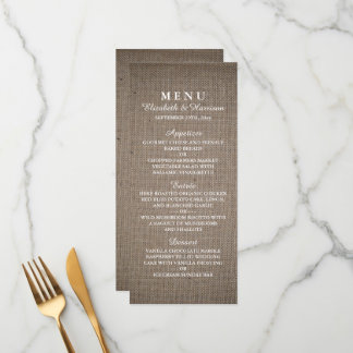 Menu Rustic Burlap Wedding