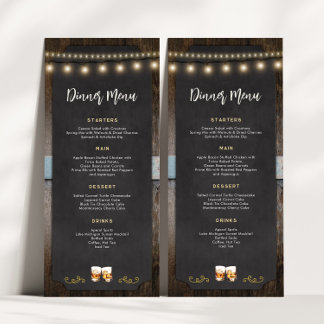 Menu Rustic Chefs Whiskey Shot Thématique 4x9 Dîner Men