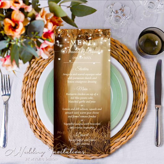 Menu Rustic Chic Country Tree Mariage